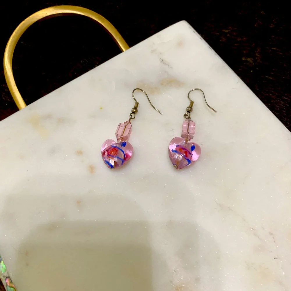 Artisan glass & crystal, pink glass heart